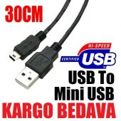 Harici Harddisk Kablo 5 Pin Mini Usb To Usb Kablo Hdd Kablo 30 Cm - 1