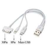 Iphone 4 4S 5 5S 6 6S Plus Micro Usb Çoklu Şarj Kablo 3 In 1 (288089677) - 1