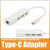 Usb 3.1 Type C 10/100Mbit Ethernet Adaptörü 3 Port Usb 2.0 Hub thumbnail 1