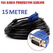 Vga Monitör Projeksiyon Görüntü Kablosu Uzatma Kablosu 15M Metre - 1
