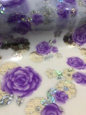 MASA ÖRTÜSÜ ŞEFFAF DESENLİ MOR ÇİÇEKLİ 1.7mm KALIN PVC KAYMAZ 80 CM X 120 CM thumbnail 1