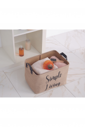 İPUNTO CASA Jüt Kumaş Simple Living Baskılı Dikdörtgen Sepet 18x22x30 - 2