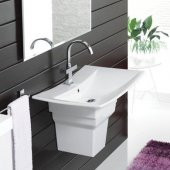 Turkuaz Cerastyle Bella Lavabo 70x45 cm ve Kübik Yarım Ayak - 1