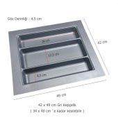 Çekmece İçi Kaşıklık Kepçelik 42 x 49 cm Gri Mutfak Düzenleyici - 2
