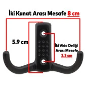 Askı Noktalı Elbise Vestiyer Duvar Askısı Dolap Elbise Askılığı Mat Siyah Metal Askı (10 ADET) - 3