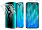 Redmi Note 8 Pro Kılıf Şeffaf Silikon Kılıf Kamera Korumalı + Cam - 1