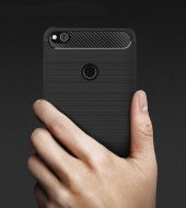 Huawei P9 Lite 2017 Kılıf Karbon Fiber Silikon Kapak + Nano Cam - 1