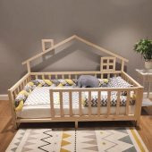Baby Kinder Luxury Montessori Doğal Bebek ve Çocuk Karyolası  Doğal Çam 90 x 200 - 2