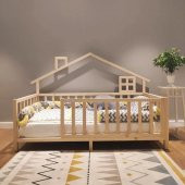 Baby Kinder Luxury Montessori Doğal Bebek ve Çocuk Karyolası  Doğal Çam 90 x 200 - 4