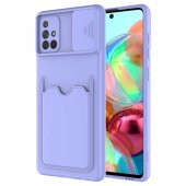 Samsung Galaxy A71 Kılıf ​Kartix Kartlıklı Sürgülü Lens Korumalı Silikon Kapak - 3