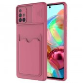 Samsung Galaxy A71 Kılıf ​Kartix Kartlıklı Sürgülü Lens Korumalı Silikon Kapak - 4