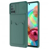 Samsung Galaxy A71 Kılıf ​Kartix Kartlıklı Sürgülü Lens Korumalı Silikon Kapak - 5