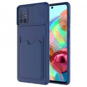 Samsung Galaxy A71 Kılıf ​Kartix Kartlıklı Sürgülü Lens Korumalı Silikon Kapak - 6