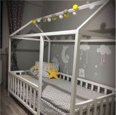 BABY KİNDER ÇATILI BEYAZ MONTESSORİ BEBEK & ÇOCUK KARYOLASI  Beyaz 90 x 190 - 3