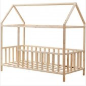 BABY KİNDER ÇATILI DOĞAL MONTESSORİ BEBEK & ÇOCUK KARYOLASI Doğal Çam 80 x 180 - 3