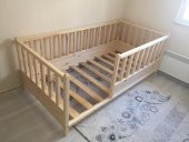 Baby Kinder Roofless Montessori Bebek ve Çocuk Karyolası  Doğal Çam 100x200 - 3