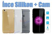 iPhone 6 6S 4.7 İnce şeffaf Silikon Kılıf + Esnek Nano Cam - 1