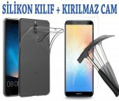 Huawei Mate 10 Lite Şeffaf Silikon + Cam Ekran Koruyucu - 1