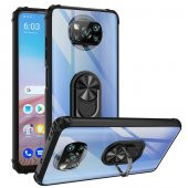 Xiaomi Poco X3 Kılıf Yüzüklü Arkası Şeffaf Antişok Silikon Kapak - 1
