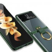 Samsung Galaxy Z Flip 3 Kılıf Yüzüklü Color Plating Sert Kıpta Kapak - 5