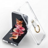Samsung Galaxy Z Flip 3 Kılıf Yüzüklü Color Plating Sert Kıpta Kapak - 9