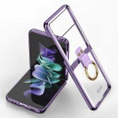 Samsung Galaxy Z Flip 3 Kılıf Yüzüklü Color Plating Sert Kıpta Kapak - 12