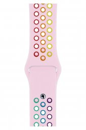 Apple Watch Pembe Silikon Delikli Kordon 42-44 MM Rengi Solmaz Kararmaz - 1