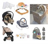 Almira Kids Bebek Çeyiz Seti 12 Parça Çift Yön Bebek Arabası Beşik Ana Kucağı Yürüteç Küvet Takımı - 1