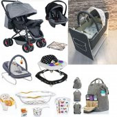 Almira Kids Bebek Çeyiz Seti 12 Parça Çift Yön Bebek Arabası Beşik Ana Kucağı Yürüteç Küvet Takımı - 1