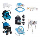 LETS GO BABY 12 Parça Bebek Çeyiz Seti Mama Sandalyesi Çift Yön Bebek Arabası Küvet Takımı - 1