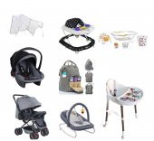 LETS GO BABY 12 Parça Bebek Çeyiz Seti Mama Sandalyesi Çift Yön Bebek Arabası Küvet Takımı - 1