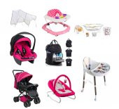 LETS GO BABY 12 Parça Bebek Çeyiz Seti Mama Sandalyesi Çift Yön Bebek Arabası Küvet Takımı - 1