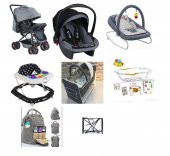 LETS GO BABY Bebek Çeyiz Seti 12 Parça Çift Yön Bebek Arabası Beşik Ana Kucağı Yürüteç Küvet Takımı - 1
