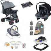 LETS GO BABY Bebek Çeyiz Seti 11 Parça Çift Yön Bebek Arabası Ana Kucağı Yürüteç Küvet Takımı - 1