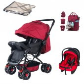 çiftyönlü bebek arabası puset anakucağı anne bebek çantası yağmurluk 4 parça set - 1