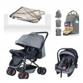 çiftyönlü bebek arabası puset anakucağı yağmurluk anne bebek çantası 4 parça set - 1