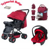 çiftyönlü bebek arabası puset anakucağı anne bebek çantası yağmurluk 4 parça set - 2