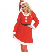 Yılbaşı Yeniyıl Kostümü Noel Anne Kostümü Bayan Noel Baba Kostümü - 1