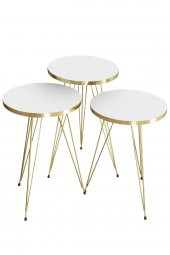 Zigon Sehpa Gold Beyaz Tel - 2