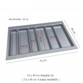 Çekmece İçi Kaşıklık ve Kepçelik 2 li Set 75 x 49 cm Gri - 2
