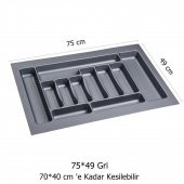 Çekmece İçi Kaşıklık ve Kepçelik 2 li Set 75 x 49 cm Gri - 3