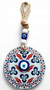 Üç Damla Desenli Nazar Boncuklu Füzyon Cam Duvar Süsü thumbnail 2