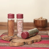 Pine 3lü Baharat Takımı Bordo Kapaklı Cam Baharatlık - 10