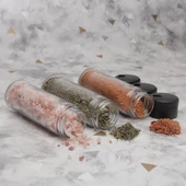 Pine 3lü Baharat Takımı Bordo Kapaklı Cam Baharatlık - 5