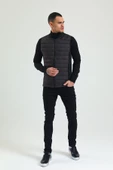 Erkek Regular Fit Bomber Yaka Cepli Kapitone Scuba Kumaş Fermuar Detaylı İnce Yelek - 11