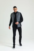 Erkek Regular Fit Bomber Yaka Cepli Kapitone Scuba Kumaş Fermuar Detaylı İnce Yelek - 5