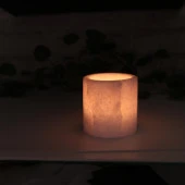 Doğal Motifli Mermer Mumluk Beyaz Dekoratif Mermer Mumluk - 1