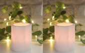 2li Mumluk Doğal Mermer Mumluk Şamdanlık Dekoratif Mumluk Beyaz - 2