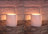2li Mumluk Doğal Mermer Mumluk Şamdanlık Dekoratif Mumluk Beyaz - 3
