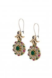 Verde Serisi Yeşil Renkli Ametist Taşlı Gümüş Kadın Otantik Küpe thumbnail 3